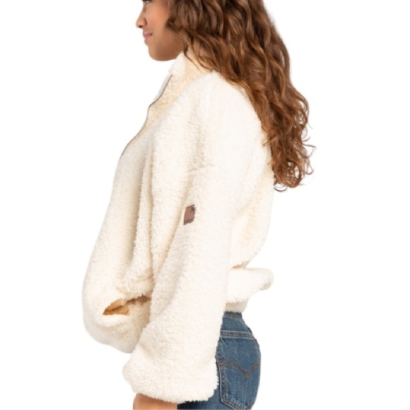 NWT Hurley Sherpa Jacket Micah Full Zip with pockets cream size Large Rtl 85 - Picture 3 of 13